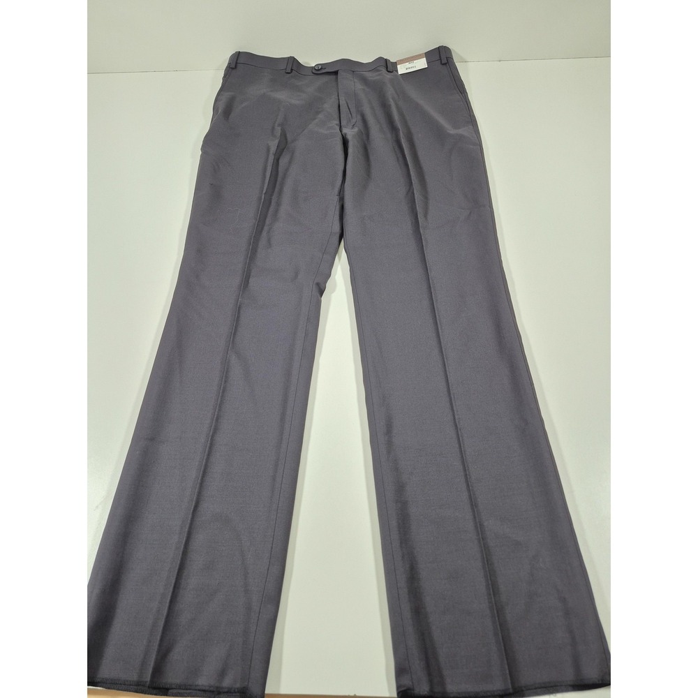 Prontomoda Dress Pants Mens 42x36 Navy Super 140s Wool Flat Front NWT
